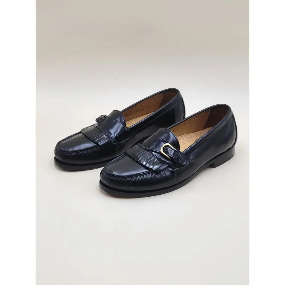 Cole Haan Loafers C09878 Men's Sz 9.5 M Black Dress Kiltie Fringe